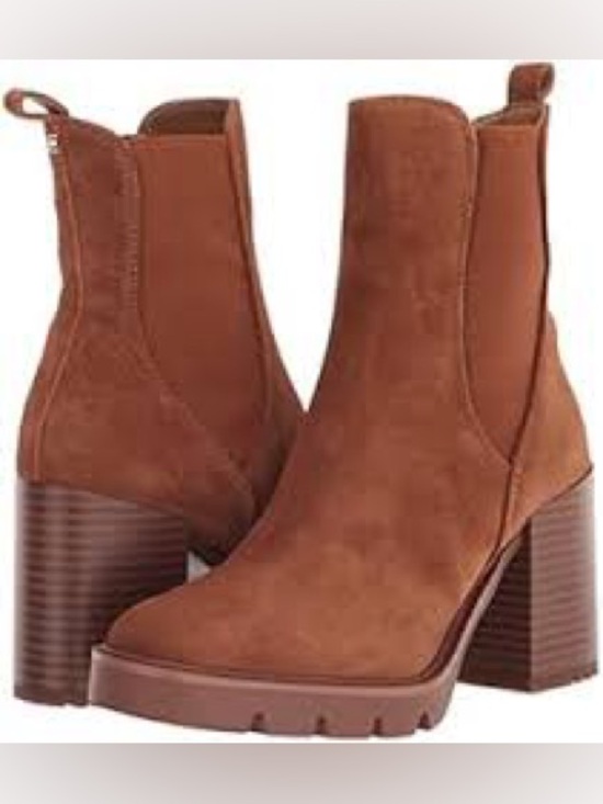 Sam Edelman Shoes - Sam Edelman Chestnut Suede Lug Sole Block Heel Booties Size 9.5